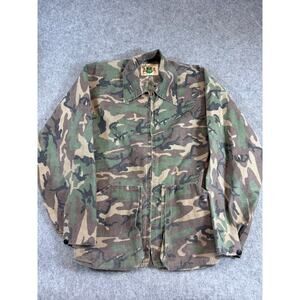 Vintage 60s Ideal Camo Hunting Jacket Mens Medium Green Full Zip Utility Outdoor